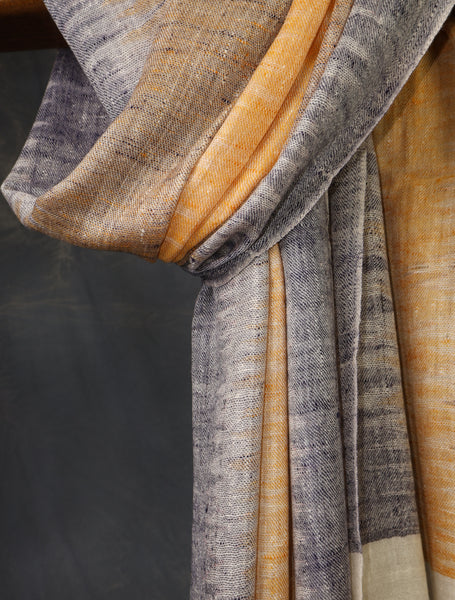 Ivory Base Multicolor Ikkat Handwoven Cashmere Pashmina Scarf