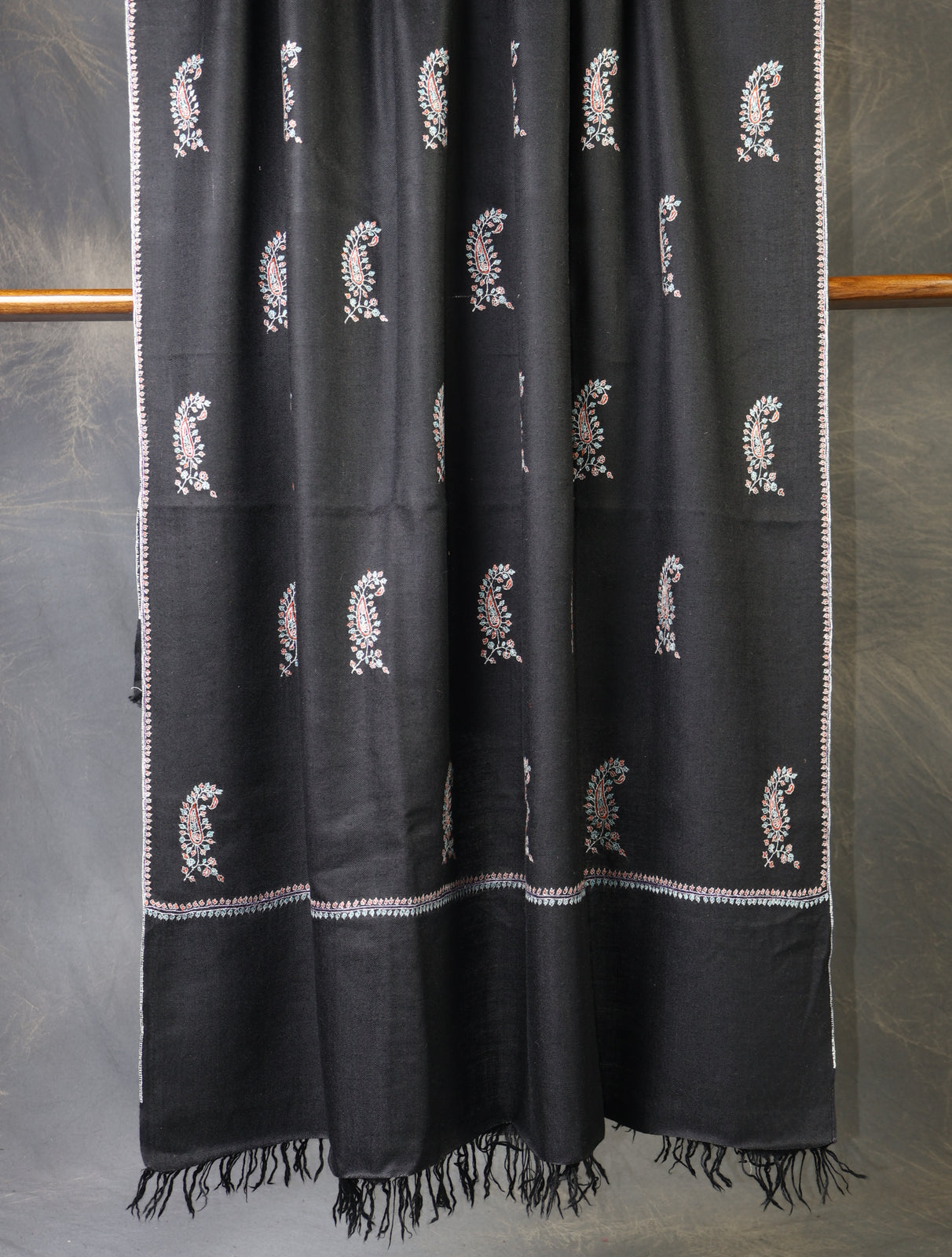 Black Base Buteh-dar Embroidery Pashmina Cashmere Shawl