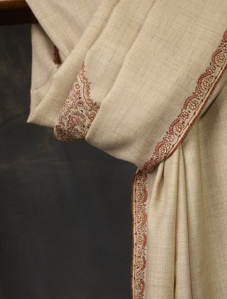 Tartan Big Border Embroidery Cashmere Pashmina Shawl