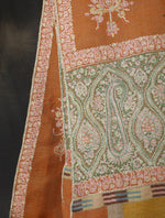 Salmon Orange Boteh Motif Embroidery Cashmere Pashmina Shawl