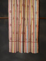Multicolor Striped Boteh Motif Embroidery Cashmere Pashmina Shawl