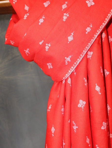 Red Boteh Motif Embroidery Cashmere Pashmina Shawl