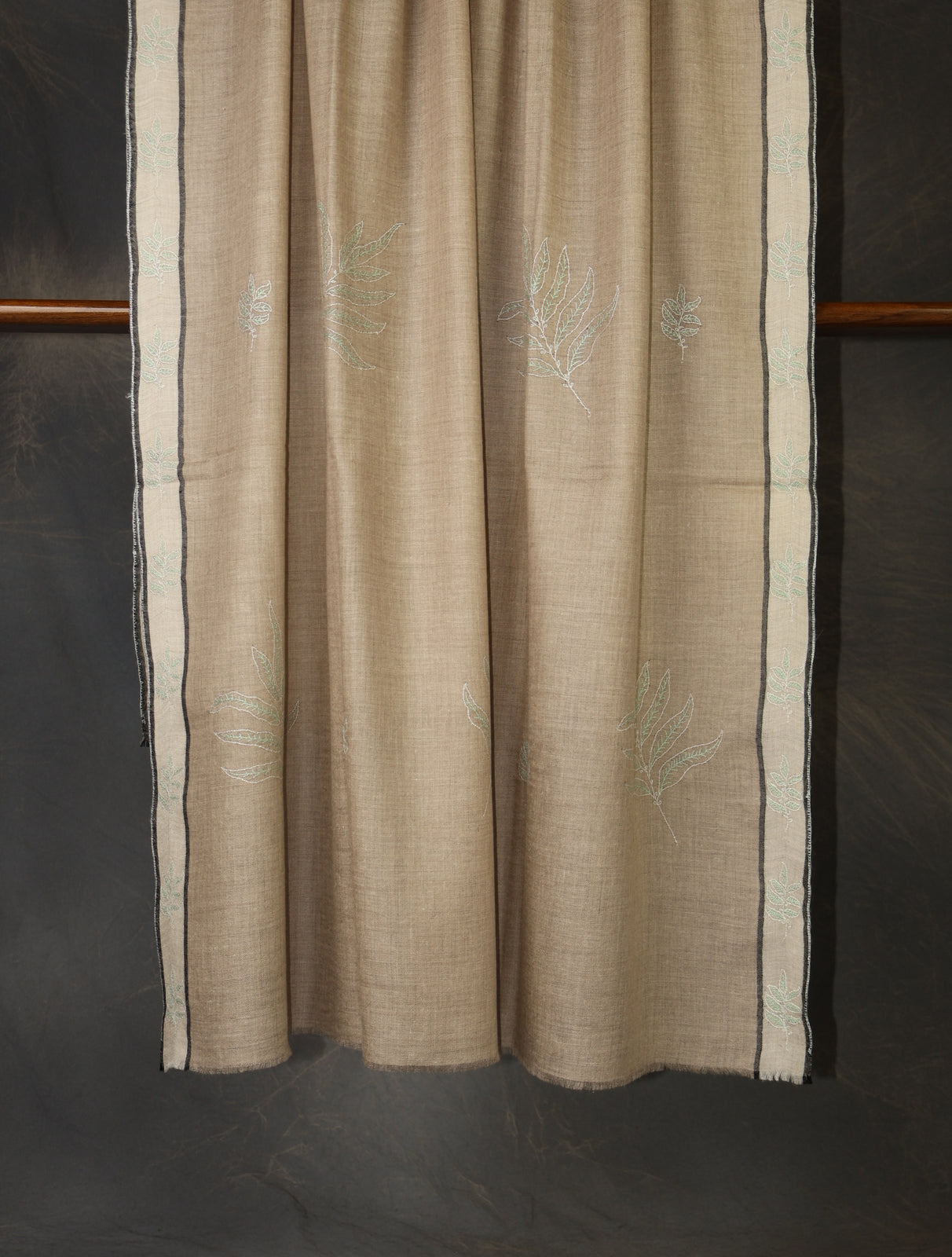 Natural Boteh Motif Embroidery Cashmere Pashmina Shawl