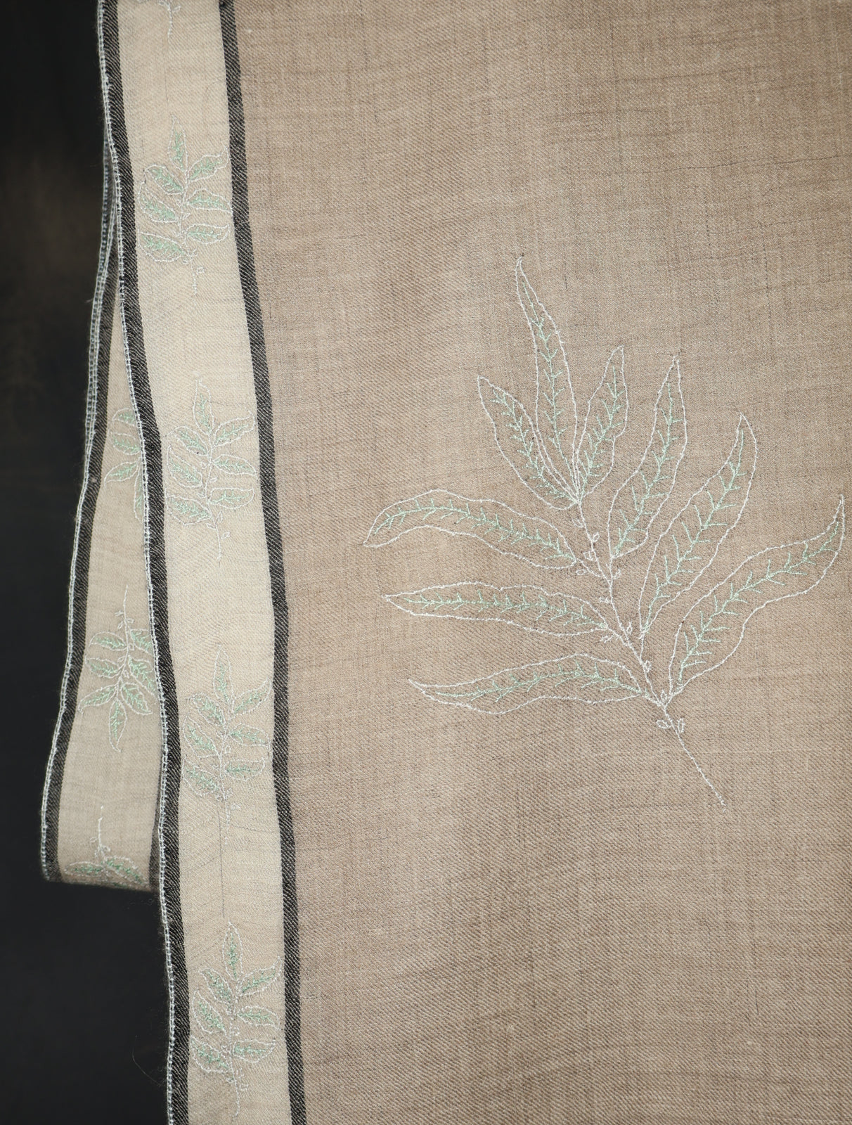 Natural Boteh Motif Embroidery Cashmere Pashmina Shawl