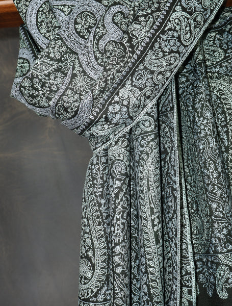 Black Jamawar Embroidery Pashmina Shawl