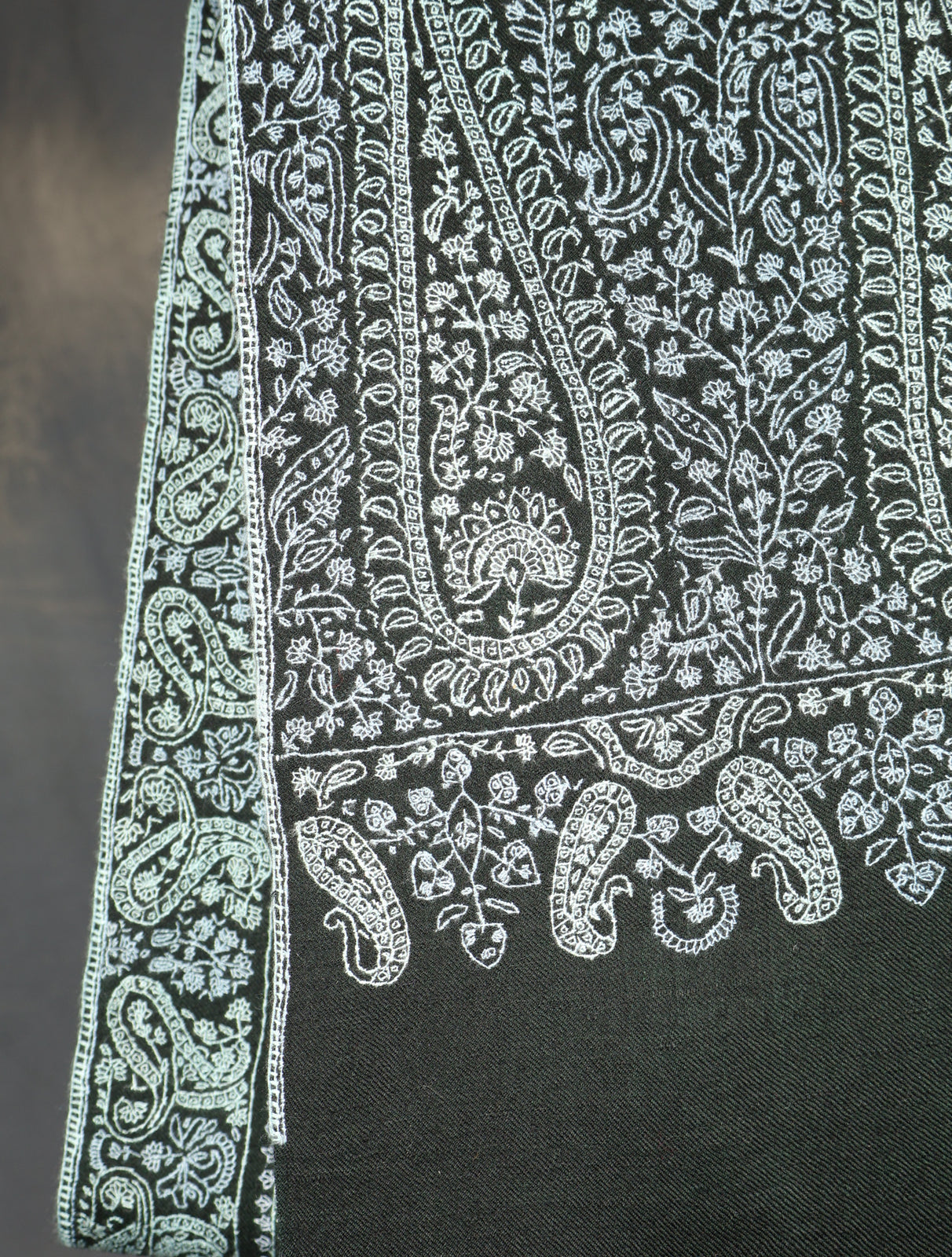 Black Jamawar Embroidery Pashmina Shawl