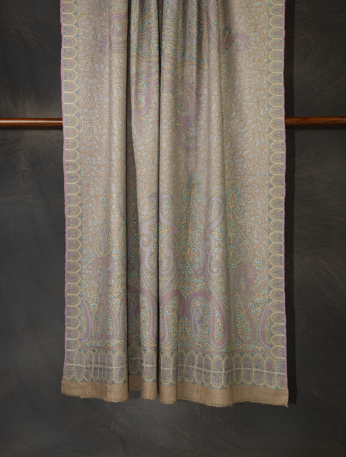 Natural Jamawar Embroidery Pashmina Shawl