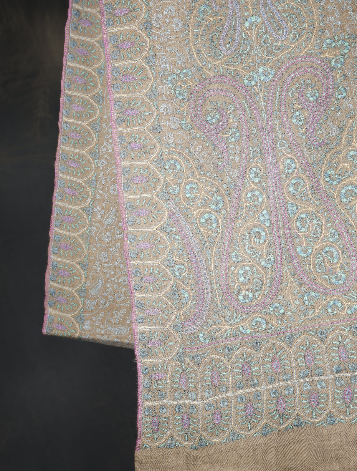 Natural Jamawar Embroidery Pashmina Shawl