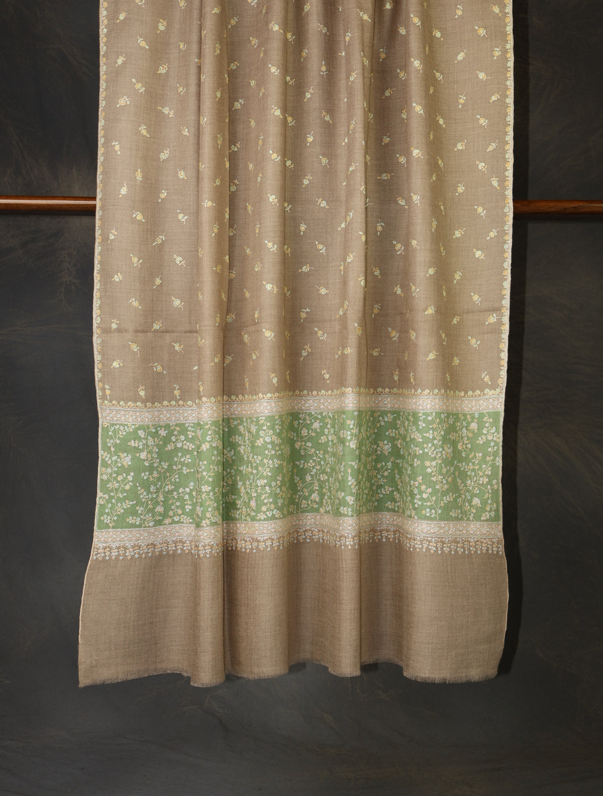 Natural Boteh Motifs Embroidery Cashmere Pashmina Shawl