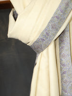 Ivory Base Big Border Embroidery Cashmere Pashmina Shawl