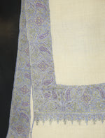 Ivory Base Big Border Embroidery Cashmere Pashmina Shawl