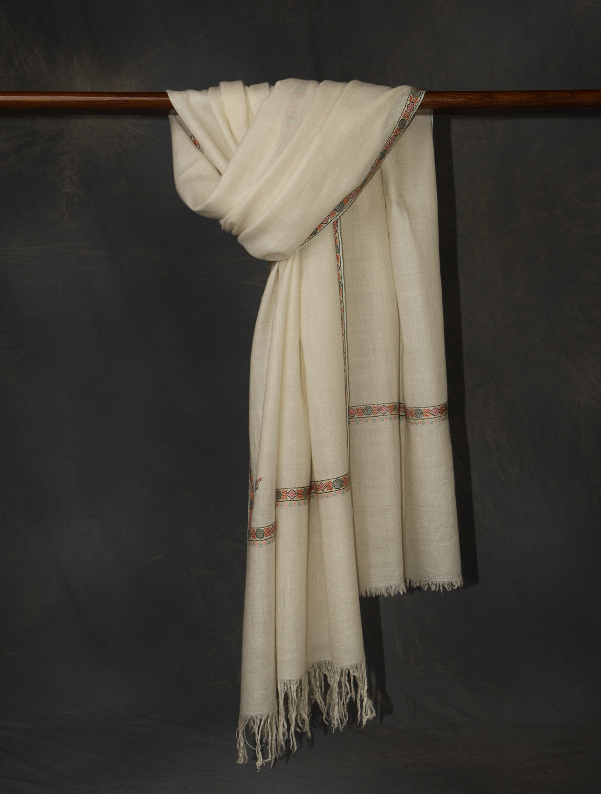 Ivory Base Small Border Embroidery Cashmere Pashmina Shawl