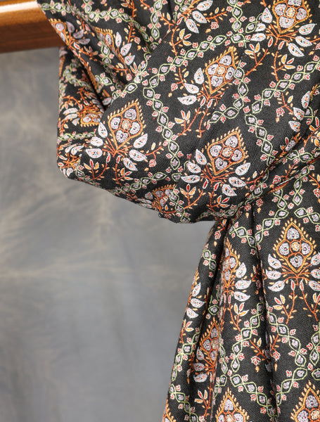 Black Jamawar Embroidery Pashmina Shawl