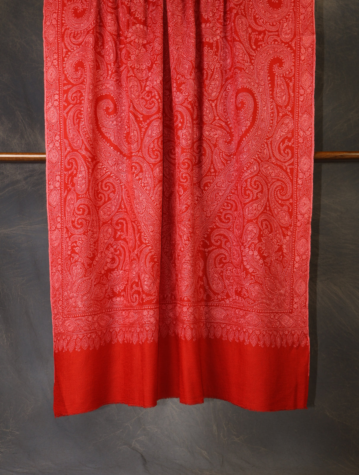 Red Jamawar Embroidery Pashmina Shawl