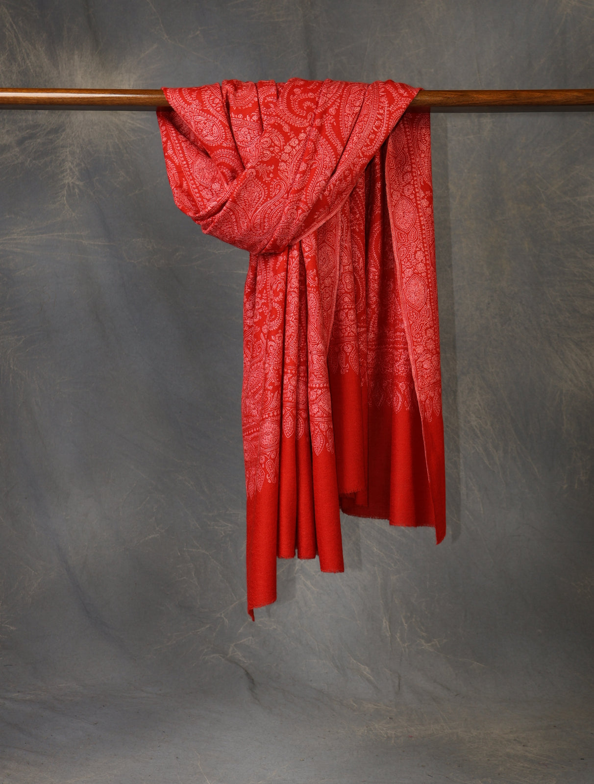 Red Jamawar Embroidery Pashmina Shawl