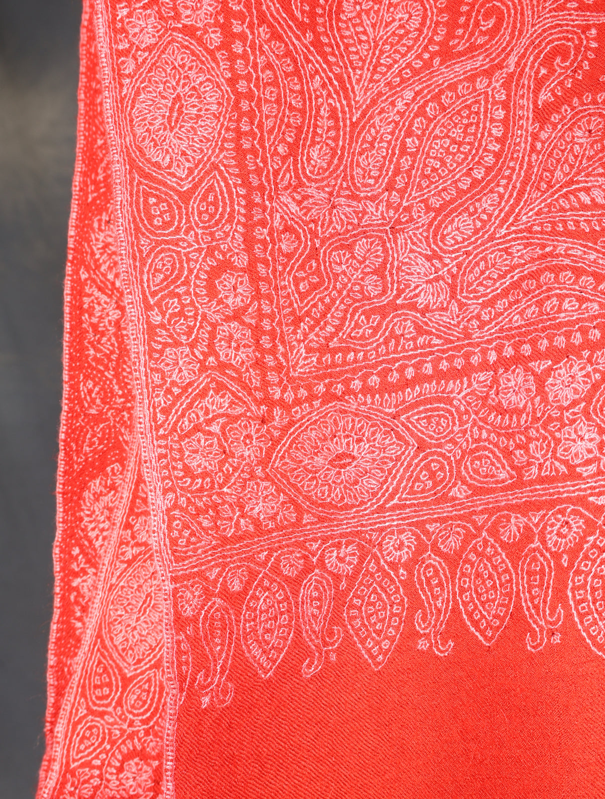 Red Jamawar Embroidery Pashmina Shawl