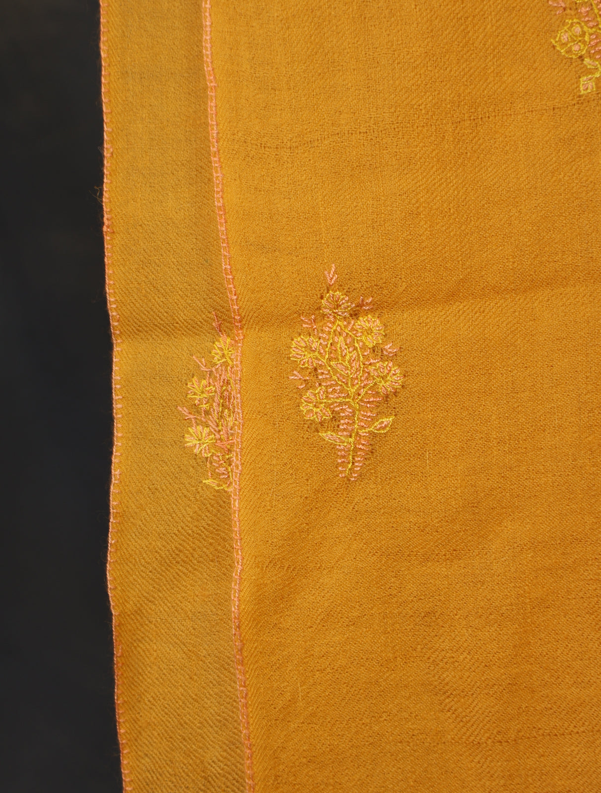 Mustard Base Buteh Embroidery Pashmina Cashmere Scarf