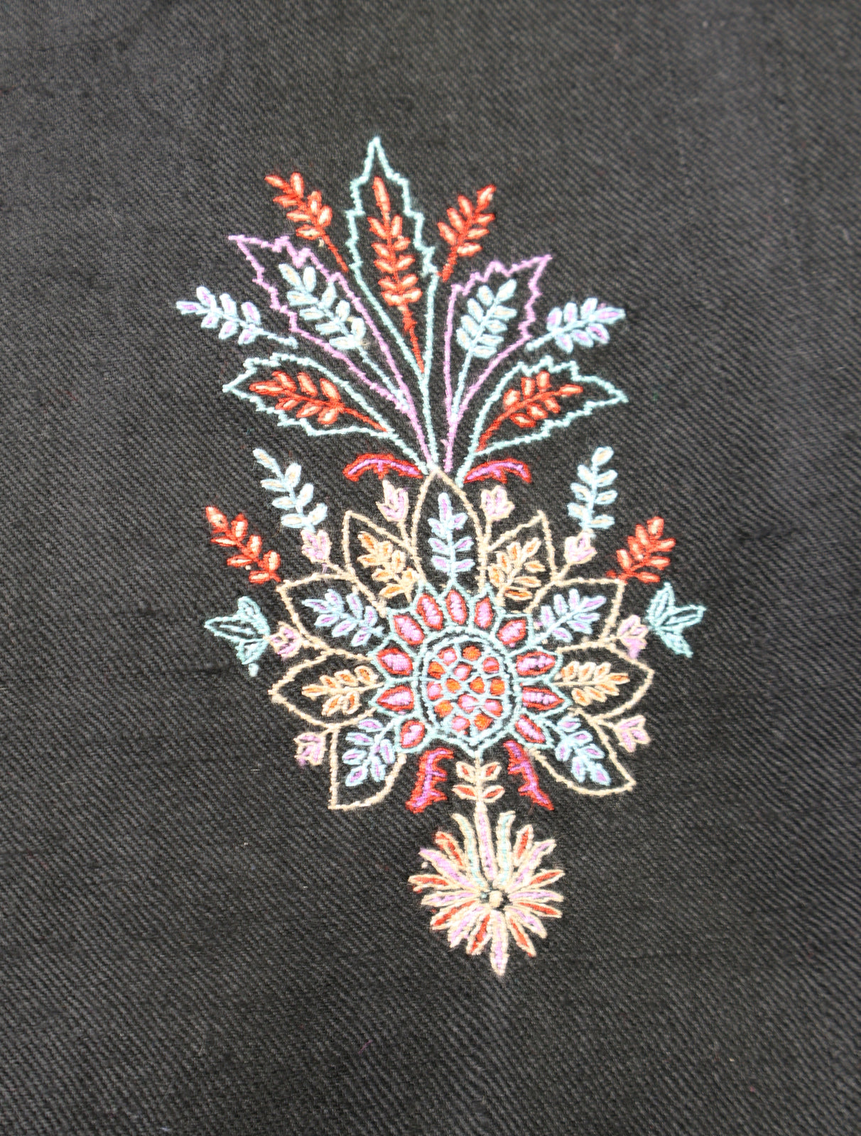 Black Buteh Embroidery Cashmere Pashmina Scarf
