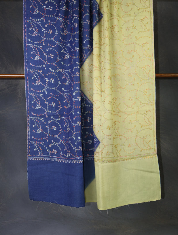 Double Dye Jali Sozni Embroidery Shawl