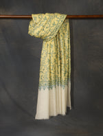 Lemon Jali Embroidery Cashmere Pashmina Shawl