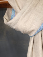 Natural colour with Blue Small Border Embroidery Cashmere Pashmina Shawl