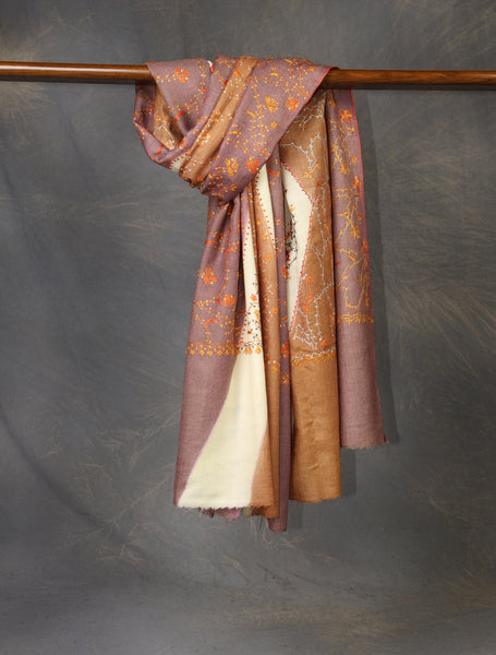 Triple Dye  Jali Sozni Embroidery Shawl