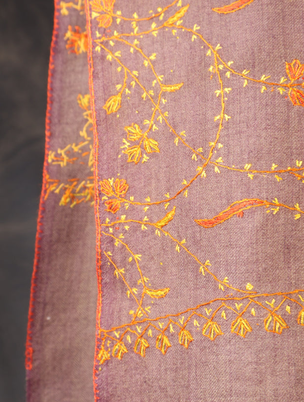 Triple Dye  Jali Sozni Embroidery Shawl