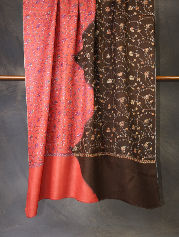 Triple Dye  Jali Sozni Embroidery Shawl