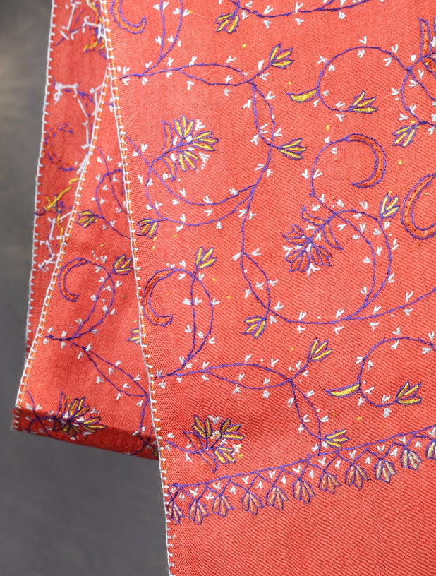 Triple Dye  Jali Sozni Embroidery Shawl