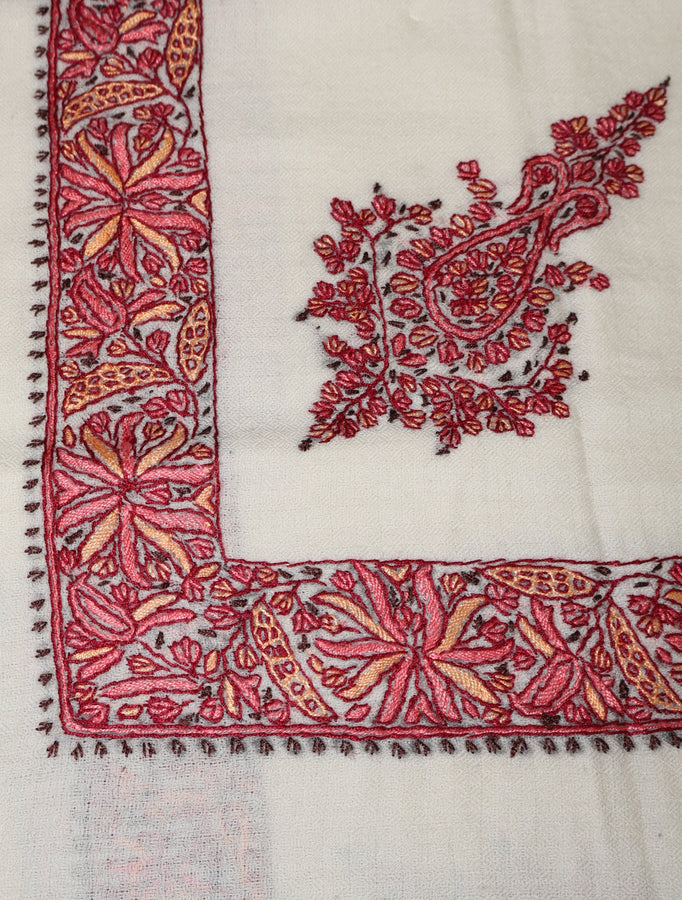 Ivory Base Mussar with Yellow Maroon Embroidery