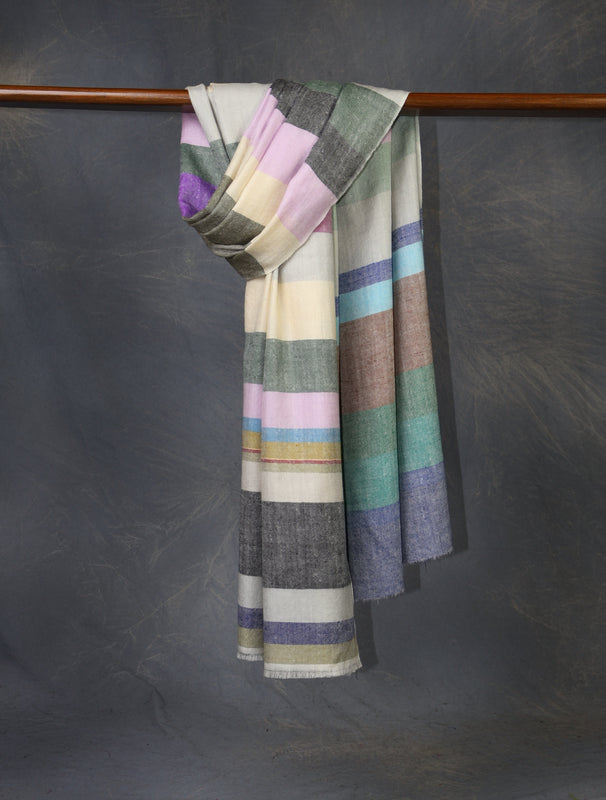 Multi Color Plaid Pure Cashmere Pashmina Shawl – Handwoven Luxury