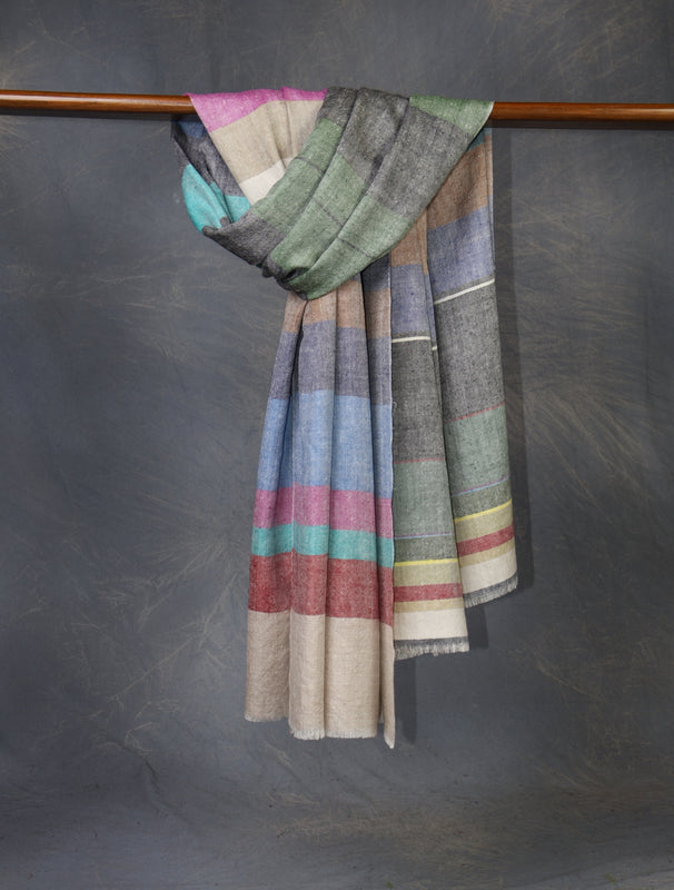 Multi Color Plaid Pure Cashmere Pashmina Shawl – Handwoven Luxury