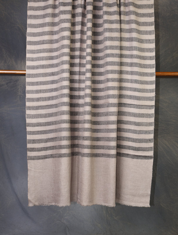 Natural and Black Plaid Pure Cashmere Pashmina Shawl– Handwoven Luxury