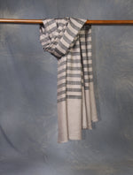 Natural and Black Plaid Pure Cashmere Pashmina Shawl– Handwoven Luxury