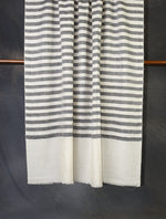Ivory and Black Plaid Pure Cashmere Pashmina Shawl– Handwoven Luxury