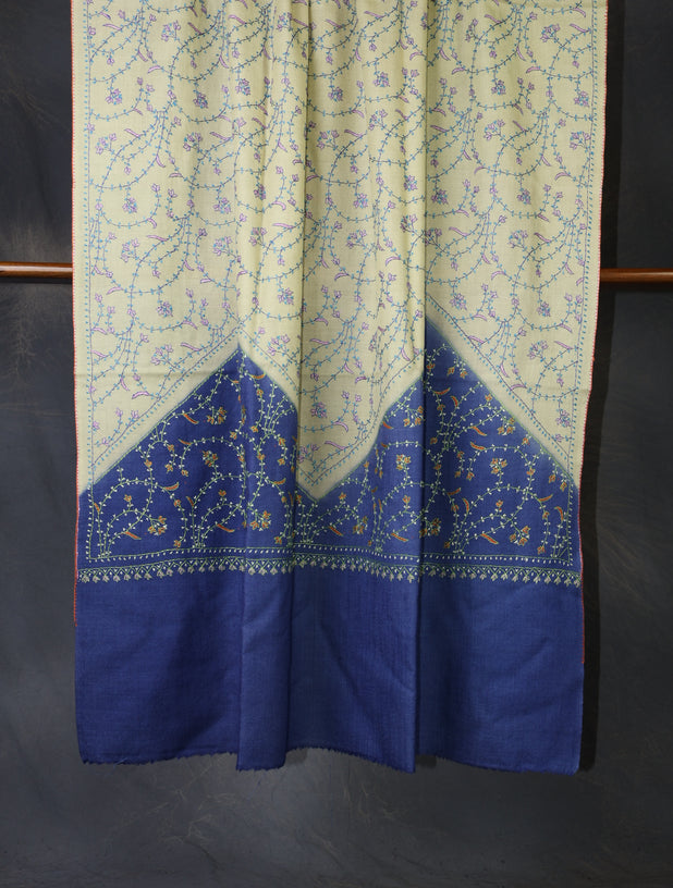 Triple Dye  Jali Sozni Embroidery Shawl