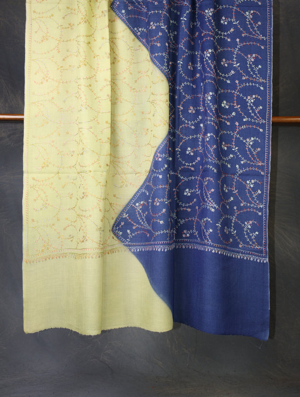 Triple Dye  Jali Sozni Embroidery Shawl