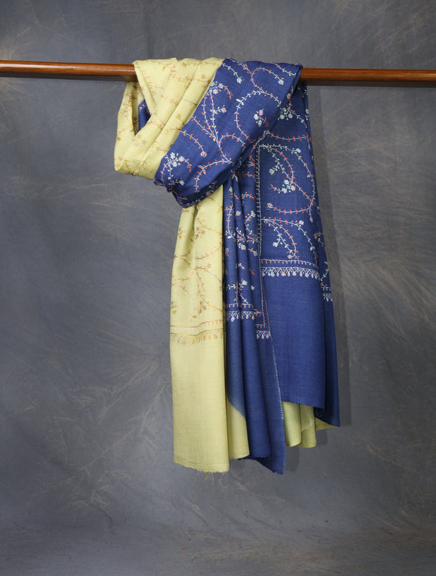 Triple Dye  Jali Sozni Embroidery Shawl