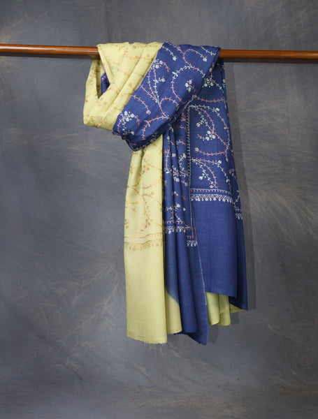 Triple Dye  Jali Sozni Embroidery Shawl