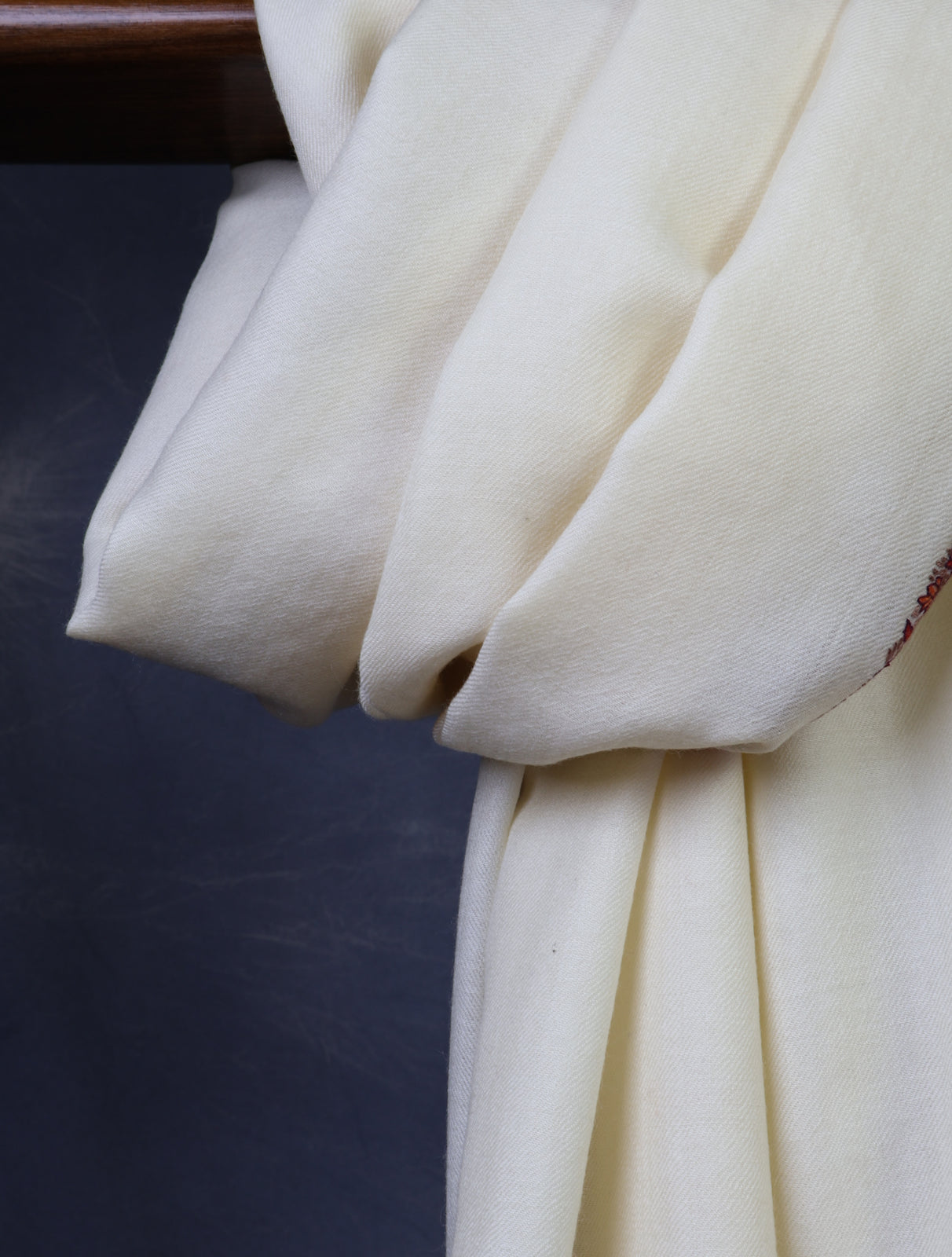 Ivory Base Small Border Embroidery Merino Shawl