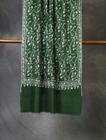 Green Jali Embroidery Cashmere Pashmina Scarf