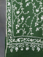 Green Jali Embroidery Cashmere Pashmina Scarf