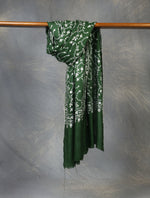 Green Jali Embroidery Cashmere Pashmina Scarf