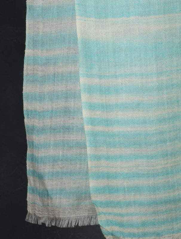 Sky Blue Plaid Pure Cashmere Check Scarf Pashmina – Handwoven Luxury