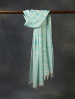 Sky Blue Plaid Pure Cashmere Check Scarf Pashmina – Handwoven Luxury