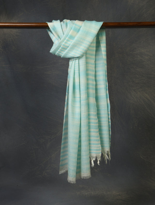 Sky Blue Plaid Pure Cashmere Check Scarf Pashmina – Handwoven Luxury