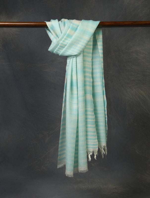 Sky Blue Plaid Pure Cashmere Check Scarf Pashmina – Handwoven Luxury