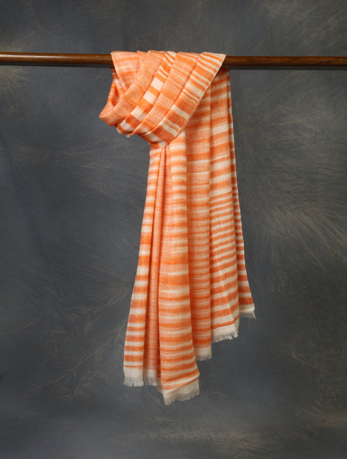 Orange Plaid Pure Cashmere Check Scarf Pashmina – Handwoven Luxury