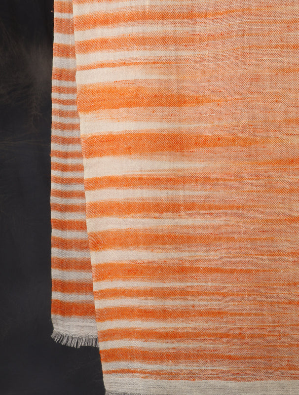 Orange Plaid Pure Cashmere Check Scarf Pashmina – Handwoven Luxury
