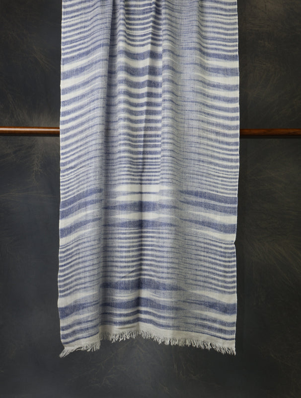 Blue Plaid Cashmere Check Scarf Pashmina – Handwoven Luxury